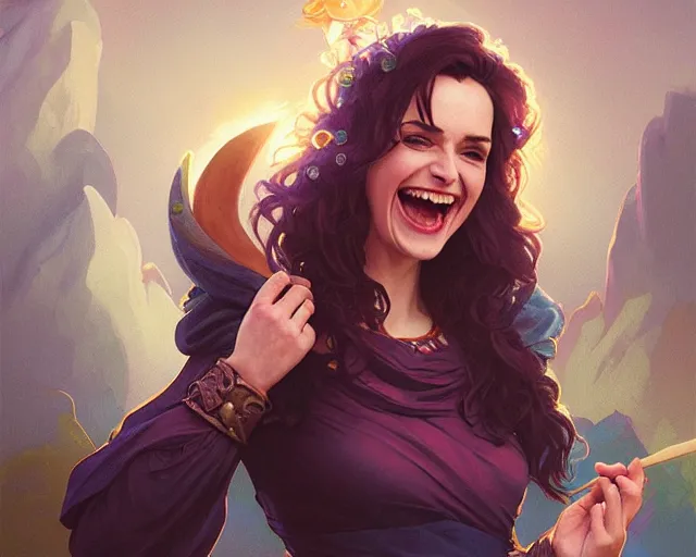 Prompt: winona ryder laughing and smiling, photography of kurzgesagt, deep focus, d & d, fantasy, intricate, elegant, highly detailed, digital painting, artstation, concept art, matte, sharp focus, illustration, hearthstone, art by artgerm and greg rutkowski and alphonse mucha