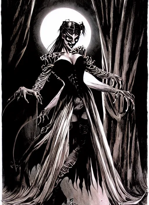 Prompt: The Mistress of Halloween by bernie wrightson