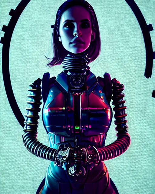 Prompt: cyberraypunk womancore portrait of Lana Del Rey as a cyborg. intricate abstract. intricate artwork. by Tooth Wu, wlop, beeple, dan mumford. dune by david lynch, octane render, trending on artstation, greg rutkowski very coherent symmetrical artwork. cinematic, hyper realism, high detail, octane render, 8k, iridescent accents