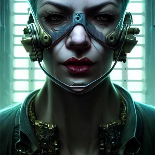 Image similar to front shot of a cyberpunk criminal character, intricate, elegant, highly detailed, centered, digital painting, artstation, concept art, smooth, sharp focus, illustration, artgerm, Tomasz Alen Kopera, Peter Mohrbacher, donato giancola, Joseph Christian Leyendecker, WLOP, Boris Vallejo, mugshot!!!!!, ugly!!!!