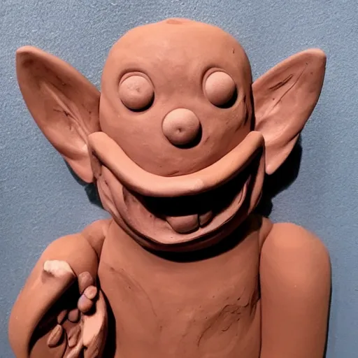 Prompt: a clay monster, resin and clay art.