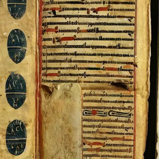 Image similar to ancient greek manuscript with pictures of airplanes