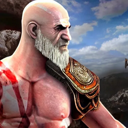 Image similar to benjamin netanyahu as kratos from god of war