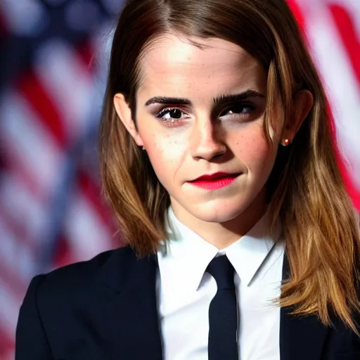 Image similar to Emma Watson as Donald Trump