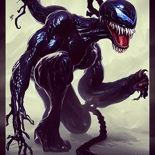 Prompt: Venom, illustration by artgerm and greg rutkowski