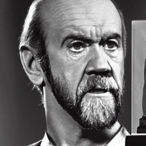 Image similar to George Carlin as president, extremely muscular, 50mm, award winning