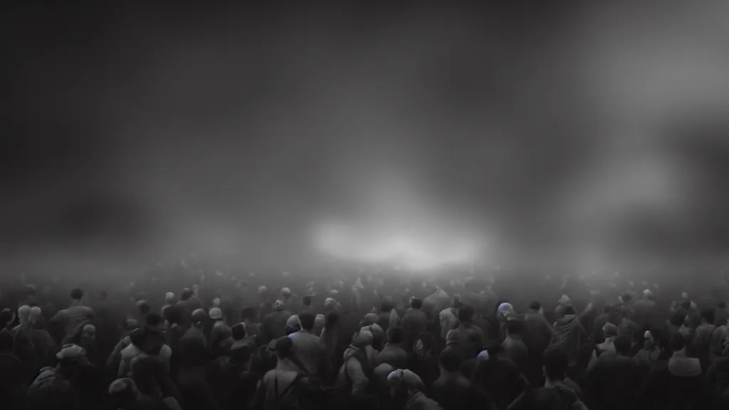 Prompt: men are fighting, and there is a crowd of people around them, fog, volumetric lighting, mystique, atmospheric, sharp focus, ultra detailed, noir art house, 4 k, 3 5 mm