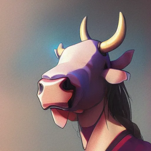 Prompt: an anime cow with a girl's head replacing its usual head, made by Stanley Artgerm Lau, WLOP, Rossdraws, ArtStation, CGSociety, concept art, cgsociety, octane render, trending on artstation, artstationHD, artstationHQ, unreal engine, 4k, 8k,