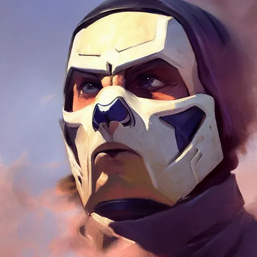 Image similar to greg manchess portrait painting of smoke from mortal kombat as overwatch character, medium shot, asymmetrical, profile picture, organic painting, sunny day, matte painting, bold shapes, hard edges, street art, trending on artstation, by huang guangjian and gil elvgren and sachin teng