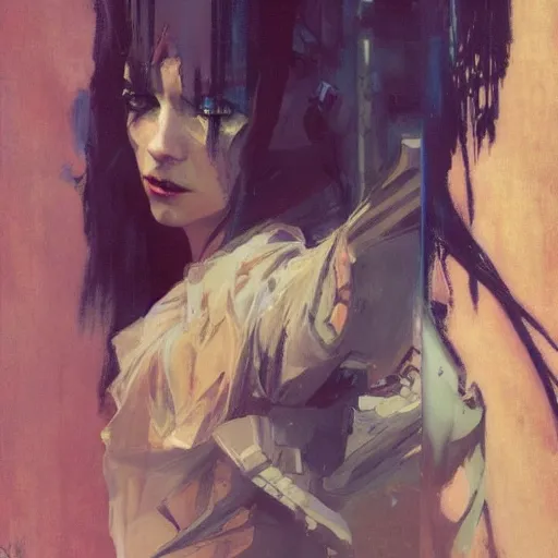 Image similar to cyberpunk, intricate, elegant, highly detailed, greg manchess, mucha, liepke, ruan jia, jeffrey catherine jones, ridley scott