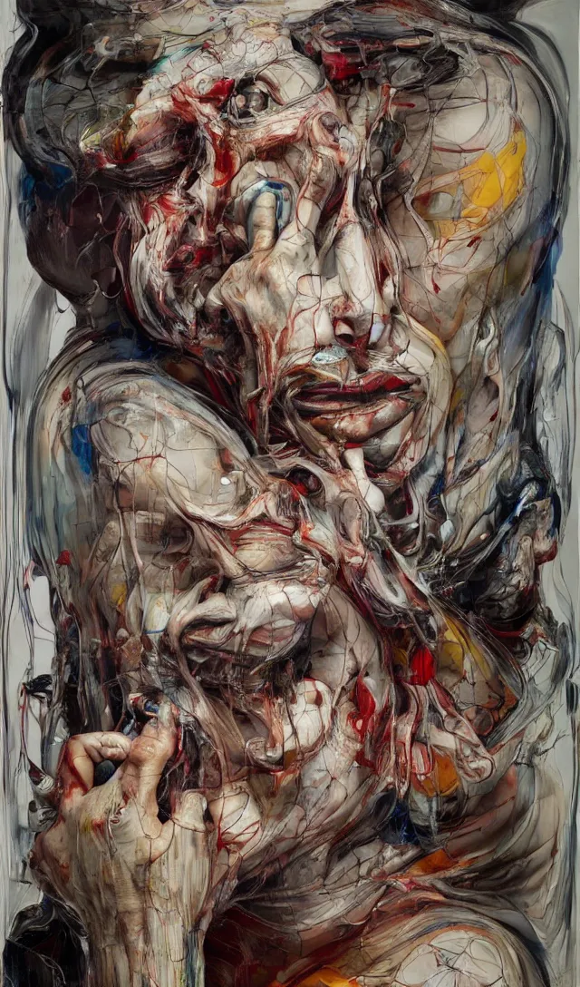 Image similar to there is ugliness in beauty, but there is beauty in ugliness. expressive sadness and fear. full body by jenny saville, scifi, neo - gothic, intricate, rich deep colors. part by james jean, part by adrian ghenie and gerhard richter.