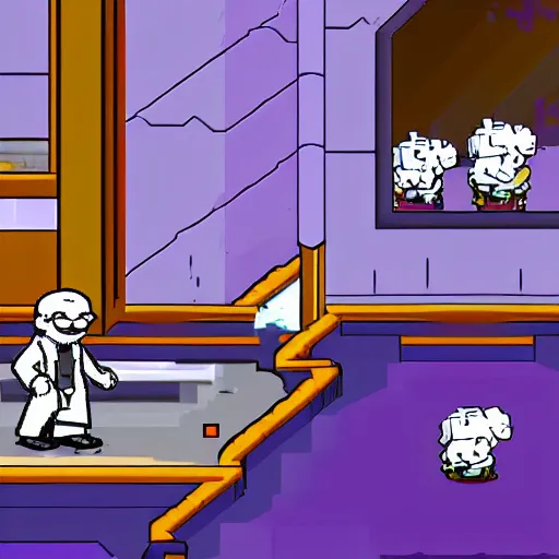 Image similar to battle against walter white in undertale, videogame screenshot, black and white