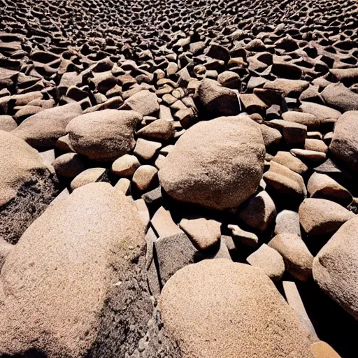 Prompt: a desert composed by black metallic rock, the rocks are trasmiting electrical discharges between rock and rock, the sky is black, moonless, 1 6 k, breathtaking quality