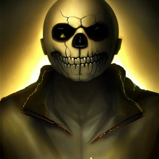 Image similar to photorealistic dark fantasy concept art of different versions of sans with his eye glowing, dynamic lighting, stunning visuals, ray tracing, beautiful scenery, cinematic, full body portrait, ultra detailed, hyper detail, stunning detail