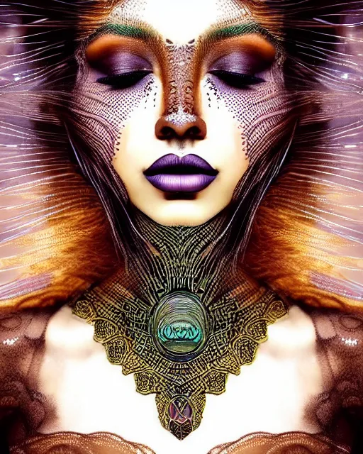 Prompt: ( ( ( portrait of mermaid ) ) ), zoom, rule of thirds, intricate, regal, attractive, brown skin, latina symmetrical!!, makeup, loreal, maybelline, sephora, loreal, artstation, art by artgerm and gonzalo ordonez arias, moody, gotham, concept art, cg society, filmic, vsco