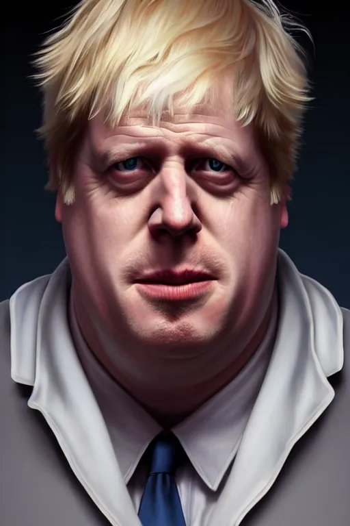 Image similar to Boris Johnson as a Family Guy character, realistic portrait, symmetrical, highly detailed, digital painting, artstation, concept art, smooth, sharp focus, illustration, cinematic lighting, art by artgerm and greg rutkowski and alphonse mucha