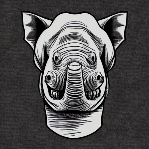 Prompt: cool teeshirt design featuring an ironic rhino