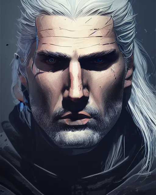 Image similar to portrait of geralt of rivia, concept art, brush stroke style, artstation, trending, highly detailed, smooth, focus, art by cedric peyravernay