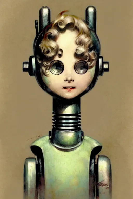 Image similar to (((((1950s maid android robot art . muted colors.))))) by Jean-Baptiste Monge !!!!!!!!!!!!!!!!!!!!!!!!!!!