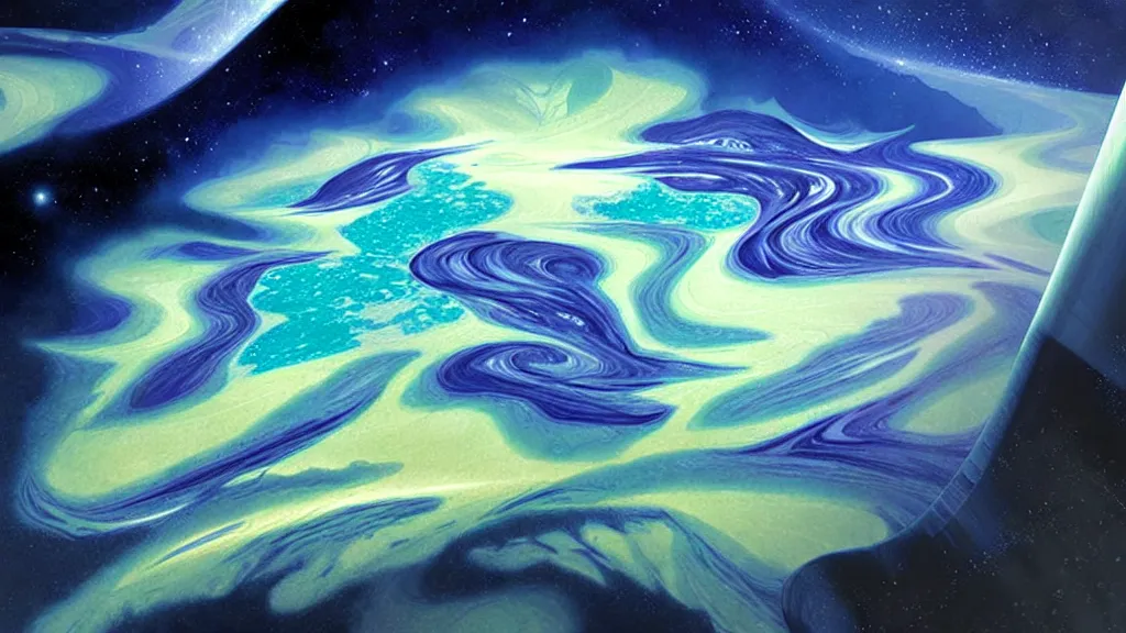 Image similar to planet, by charlie bowater, paper - marbling, diffraction grading, beautiful landscape, highly detailed