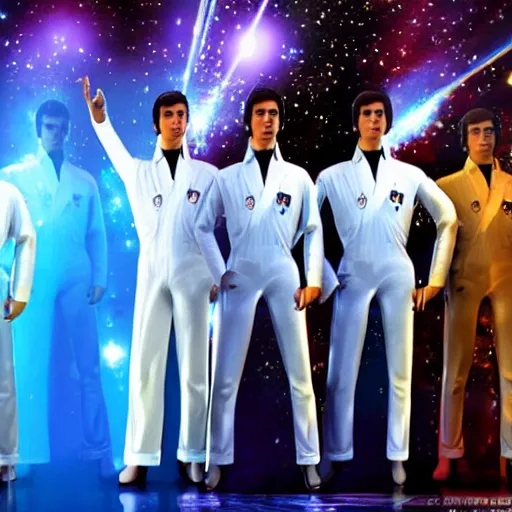 Prompt: 3 d rendered movie still saturday night fever with astronauts. 4 k, ue 5, ocatane 3 d, dramatic lighting.