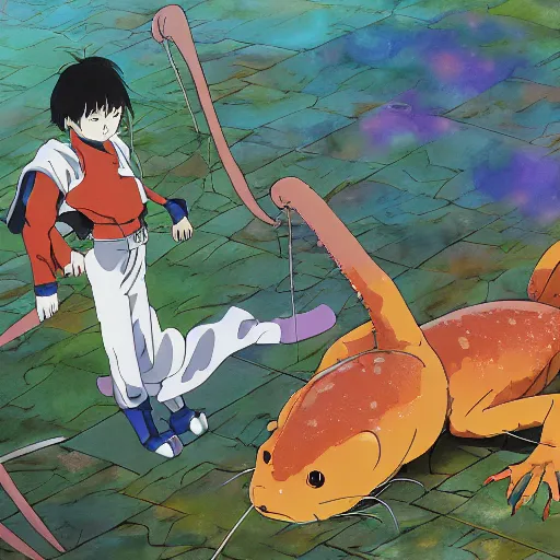 Prompt: anime, sharp focus, breath taking beautiful, Aesthetically pleasing, newts, happy, funny, silly digital concept art by Hayao Miyazaki and Akira Toriyama and Makoto Shinkai and Studio Ghibli, fine art, high definition, HDR, HD, 8K, award winning, trending, featured, masterful, dynamic, energetic, lively, elegant, Richly textured, Richly Colored, masterpiece.