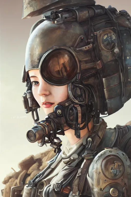 Prompt: portrait of dieselpunk blackpink jisoo soldier girl, helmet, desert, armored, highly detailed, digital painting, face detail, sharp focus, art, illustrations by irakli nadar and loish and ayanamikodon and rossdraws and wlop