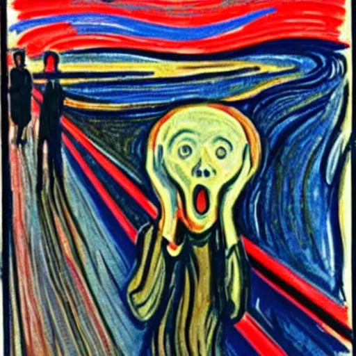 Prompt: munch's the scream featuring macaulay culkin from home alone