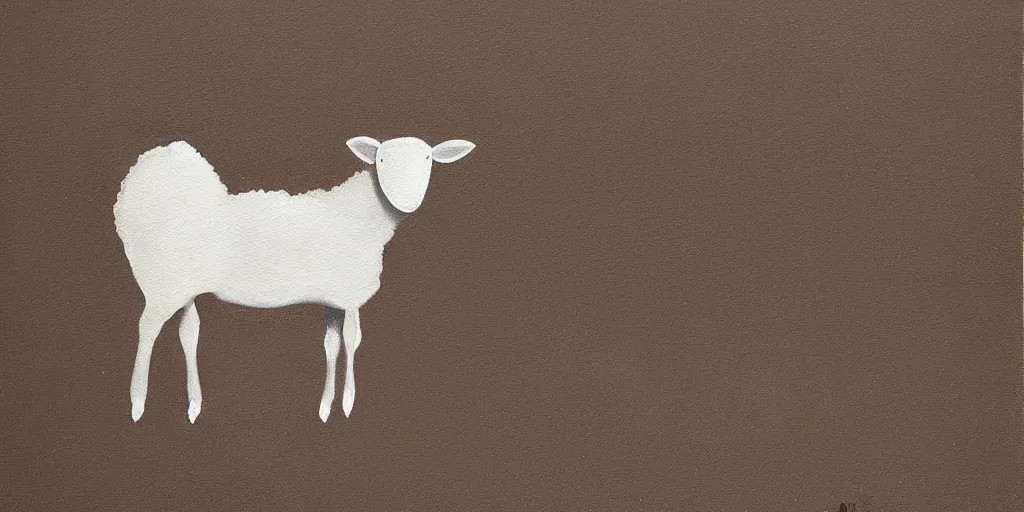 Prompt: detailed minimalist painting of a sheep playing the cello