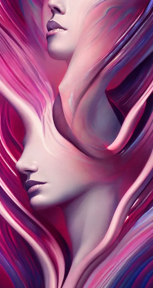 Image similar to art deco close up portait of head, like a dream digital painting curvalinear cinematic dramatic fluid lines otherworldly vaporwave interesting details epic composition by artgerm