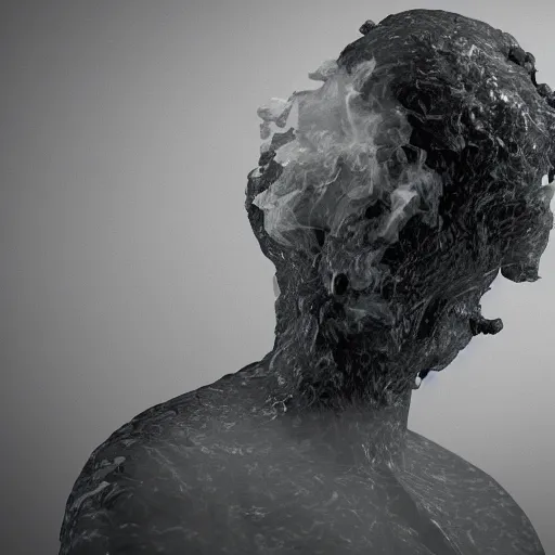 Image similar to man made of smoke simulation smoke particles octane render houdini