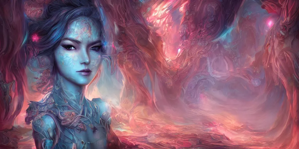 Image similar to dreamscape, female, ross tran, vivid colors, anatomical, highly detailed sculpture, intricate detailed, ommatidia, 8 k, cinematic atmosphere, post - processing