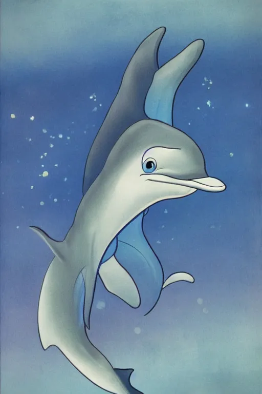 Image similar to cute dolphin, disney animation, face only, made by nebula, henri rousseau