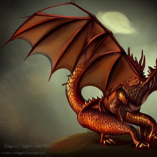 Image similar to A cute dragon mythological creature, Digital art, illustration, trend on artstation, horror, hdr