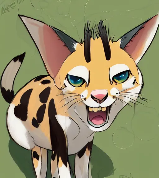Prompt: serval from kemono friends, kemono furenzu, high quality, digital painting
