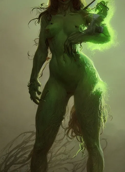 Image similar to a beautiful cute green skin goblin girl, D&D, fantasy, intricate, cinematic lighting, highly detailed, digital painting, artstation, concept art, smooth, sharp focus, illustration, art by Terry Moore and Greg Rutkowski and Alphonse Mucha