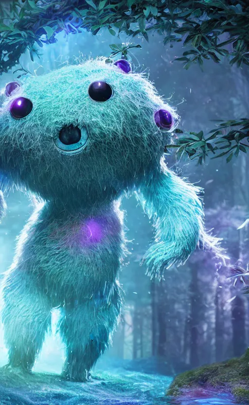 Prompt: microscopic tardigrades, magical forest, water bear, robots, electric, furry, soft, concept art, intricate details, highly detailed, photorealistic, disney pixar, octane render, iridescent, anime, 8 k