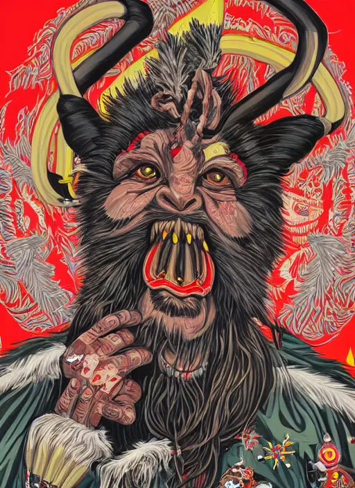 Prompt: krampus portrait by tristan eaton