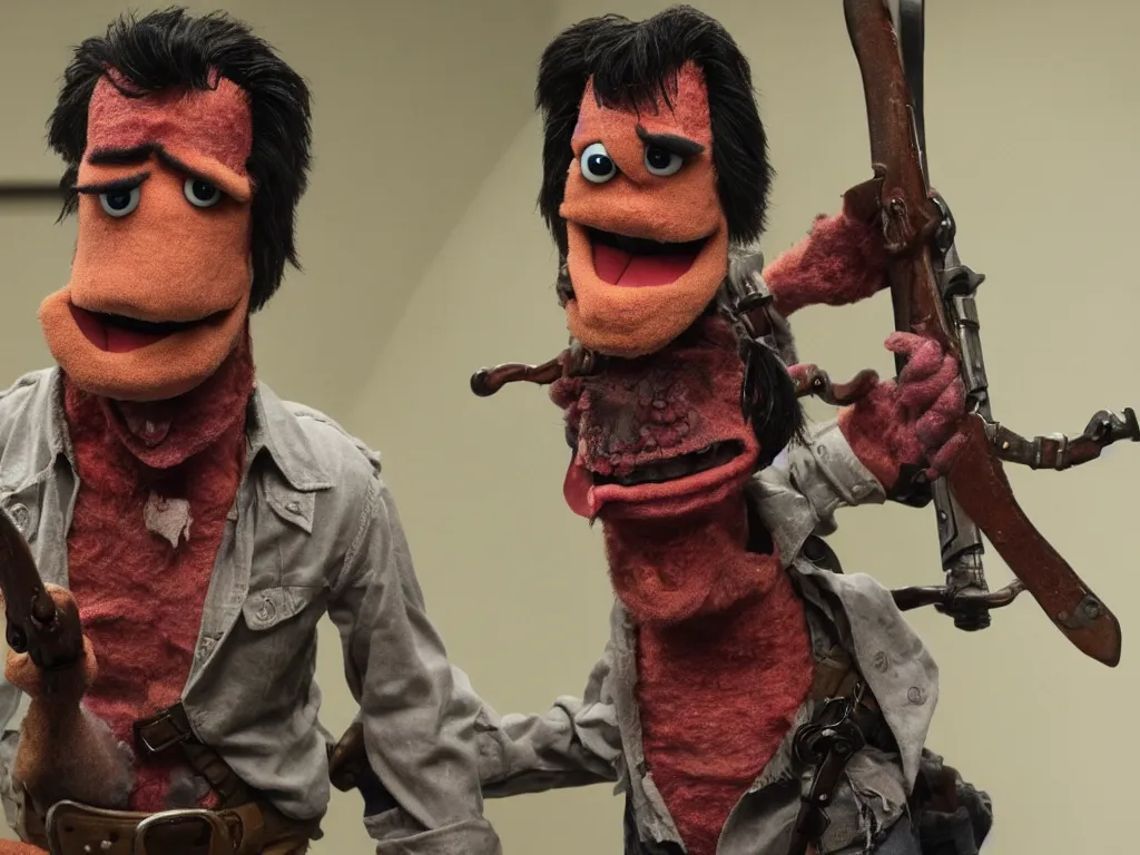 Image similar to Bruce Campbell as Ash in Evil Dead muppets