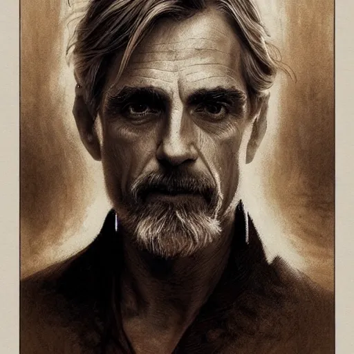 Prompt: amazing lifelike award winning pencil illustration of Jeremy irons intense stare beautiful trending on art station artgerm Greg rutkowski alphonse mucha cinematic