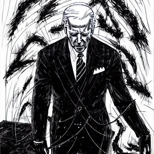 Image similar to Joe Biden looking sinister, by Tsutomu Nihei, highly detailed