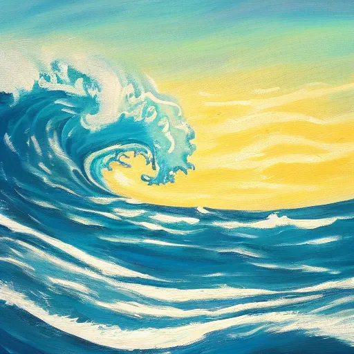 Prompt: a painting of an ocean full of waves