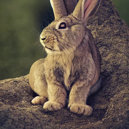 Image similar to a cross between a rabbit and a lion, rabbit - lion, cute photograph, f / 1 6, 3 5 mm, award - winning photography, soft lighting