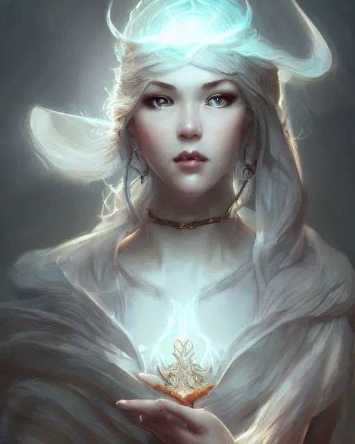 Prompt: a beautiful female cleric, ethereal, dreamy, backlit, highly detailed, realistic face, realistic lighting, sharp focus, windswept, rule of thirds, by artgerm, wlop, rossdraws, frank frazetta, andrei riabovitchev, trending on artstation, hd, 4 k, fantasy