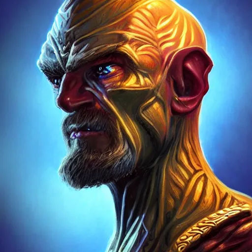 Prompt: bright, colorful, realistic, detailed from Elder Scrolls: shivering isles concept portrait flesh atronach backlighting, kodachrome, high contrast, highly detailed, sharp focus, digital painting, concept art, illustration, trending on artstation, comic book by Alex Ross and Adam Adamowicz cover art