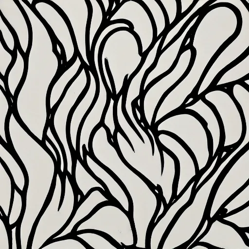 Image similar to waves and petals + contemporary minimalist beige and black and white charcoal