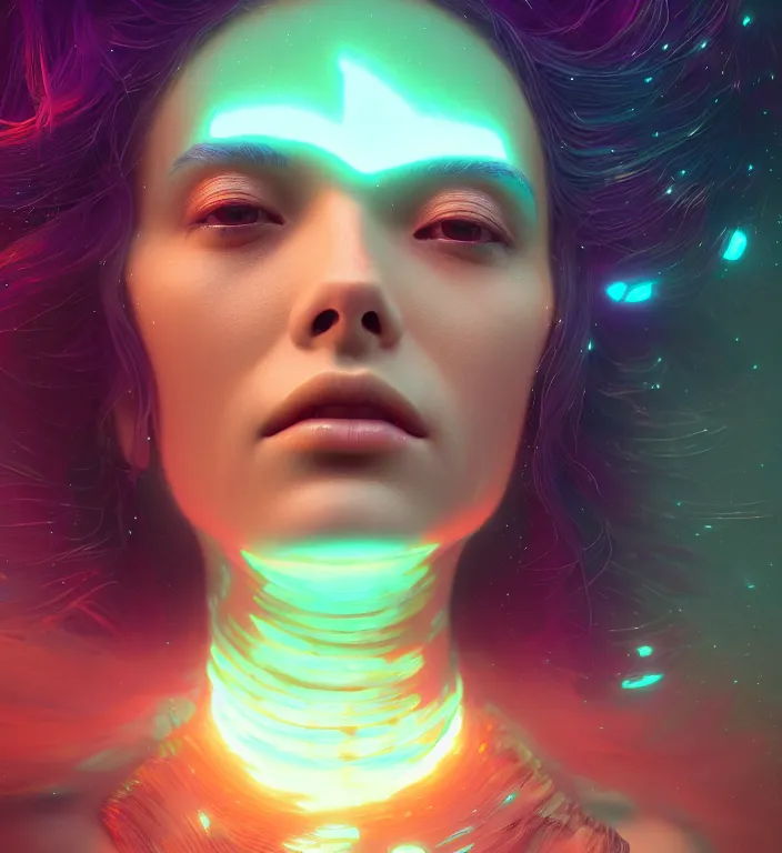 Image similar to goddess close-up portrait. bioluminiscent creatures, intricate artwork by Tooth Wu and wlop and beeple. octane render, trending on artstation, greg rutkowski very coherent symmetrical artwork. cinematic, hyper realism, high detail, octane render, 8k