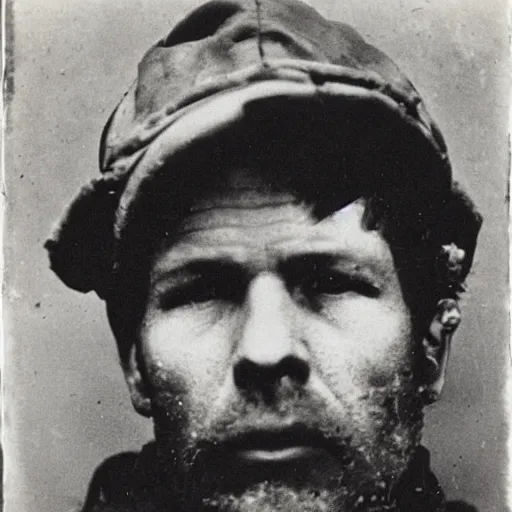 Image similar to close up portrait of a mine worker photo by Diane Arbus and Louis Daguerre