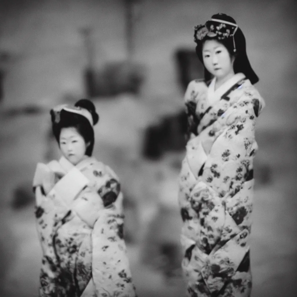 Prompt: Portrait Photograph of a Japanese Geisha Kodak Infrared Film