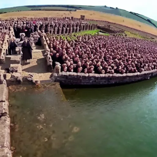 Prompt: gopro footage of the roman invasion of britain